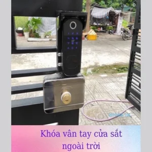 Khóa cổng vân tay cửa sắt ngoài trời mặt trước