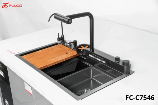Chậu rửa một hố thác nước nano cao cấp mặt trước
