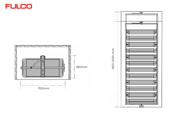 GIÁ ĐỰNG GiÀY 360 ĐỘ CAO CẤP (800mm) Fulco FCH403 – 10 -800mm mặt sau