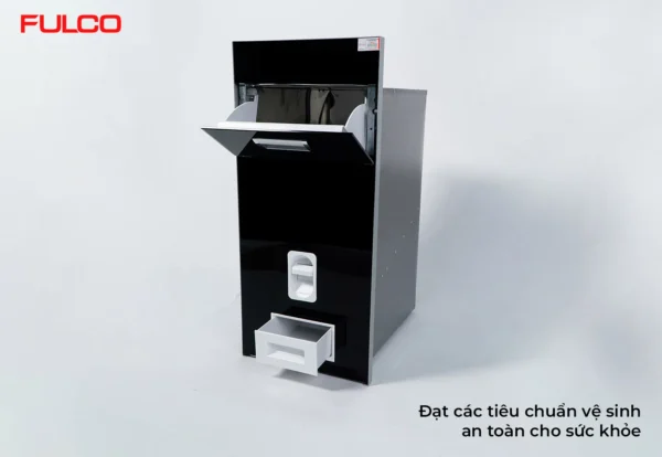 THÙNG GẠO MẶT GƯƠNG (Màu Đen) Fulco NS104 mặt sau