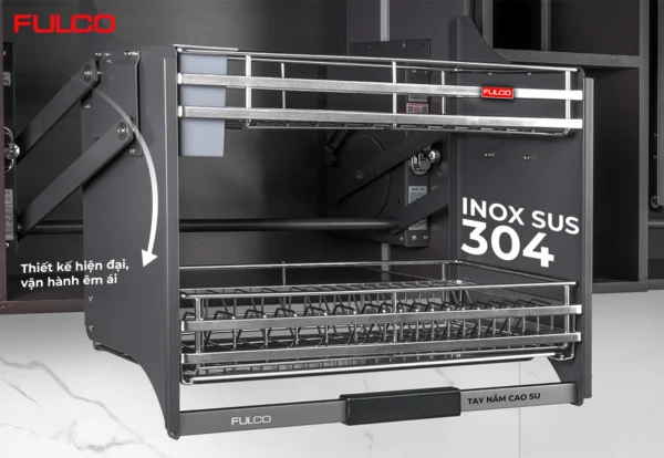 GIÁ BÁT ĐĨA TAY NÂNG HẠ IN0X 304 Fulco NSA.06 mặt sau