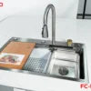 BỘ CHẬU VÒI RỬA 1 HỐ THÁC NƯỚC INOX304 XƯỚC MỜ CAO CẤP Fulco XR1QN9L20C thu nhỏ