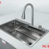 BỘ CHẬU VÒI RỬA 1 HỐ THÁC NƯỚC INOX304 XƯỚC MỜ CAO CẤP Fulco XR1QN9L20C mặt sau