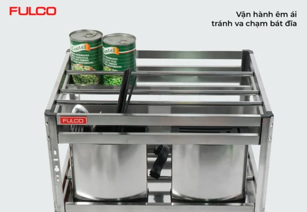 GIÁ ĐỰNG CHAI LỌ – DAO THỚT INOX HỘP (300mm) Fulco FC17 mặt sau