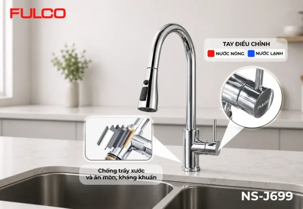 Vòi rửa đa năng Fulco NS-J699 mặt sau