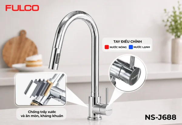 Vòi rửa đa năng Fulco NS-J688 mặt sau