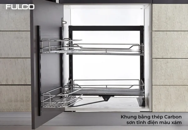 TỦ KHO 2 TẦNG INOX 304 NAN VUÔNG Fulco FC0504C – 450mm mặt sau