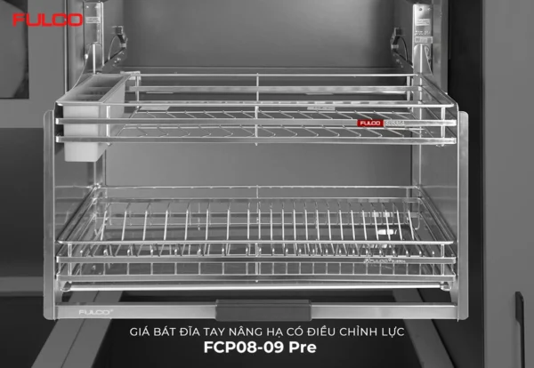 FCP08-09 Pre | GIÁ BÁT ĐĨA TAY NÂNG HẠ FULL INOX 304 CÓ ĐIỀU CHỈNH LỰC Fulco FCP08-09 Pre-600 mặt sau