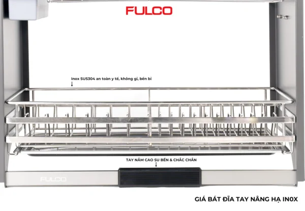 GIÁ BÁT ĐĨA TAY NÂNG HẠ IN0X 304 Fulco NSA.06 toàn cảnh