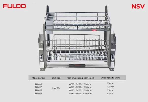 GIÁ BÁT ĐĨA NÂNG HẠ OVAL 304 CAO CẤP Fulco NSV.06 mặt sau