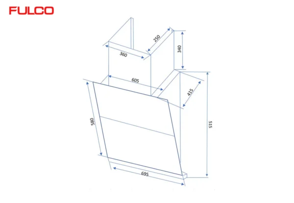 HÚT MÙI FULCO KÍNH VÁT SANG TRỌNG Fulco FC-JP1010P7 phía trên