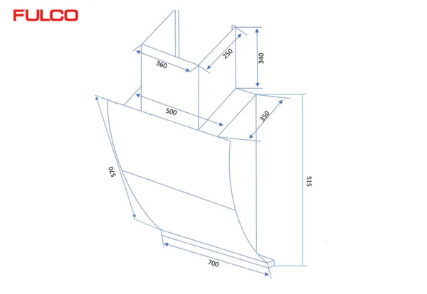 HÚT MÙI FULCO KÍNH VÁT HIỆN ĐẠI Fulco FC-JP1009P7 thu gọn