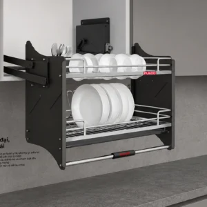 Giá bát đĩa nâng hạ oval 304 mặt trước