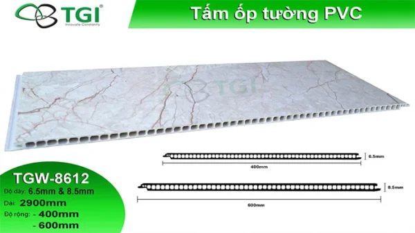 Tấm Ốp PVC Vân Đá 600mm Màu TGW-8612 mặt sau