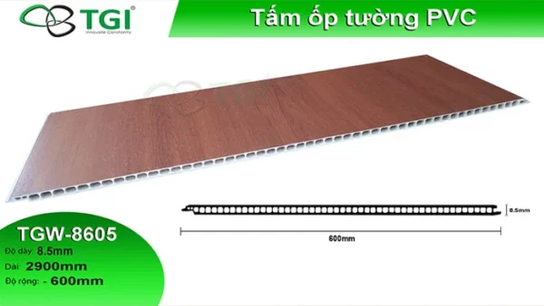 Tấm Ốp PVC Vân Gỗ 600mm TGW-8605 mặt sau
