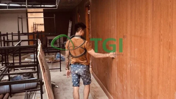 Tấm Ốp PVC Vân Gỗ 600mm TGW-8607 thu gọn