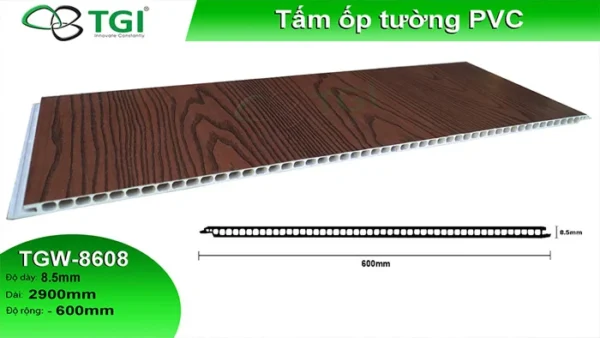 Tấm Ốp PVC Vân Gỗ 600mm TGW-8608 mặt sau
