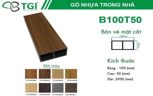 Thanh Lam Gỗ Nhựa B100T50 mặt sau