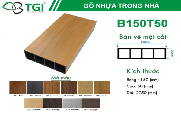 Thanh Lam Gỗ Nhựa B150T50 mặt sau