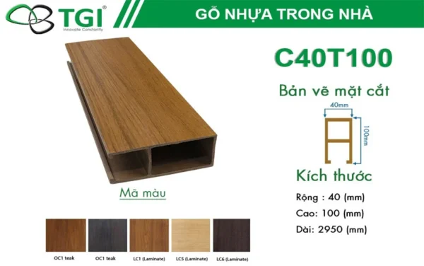 Thanh Lam Gỗ Nhựa C40T100 mặt sau