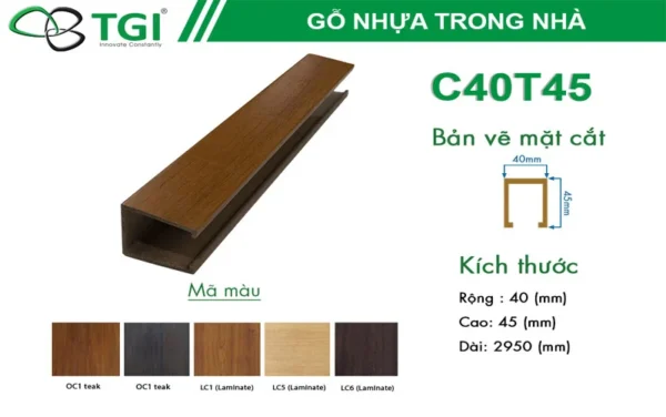 Thanh Lam Gỗ Nhựa C40T45 mặt sau