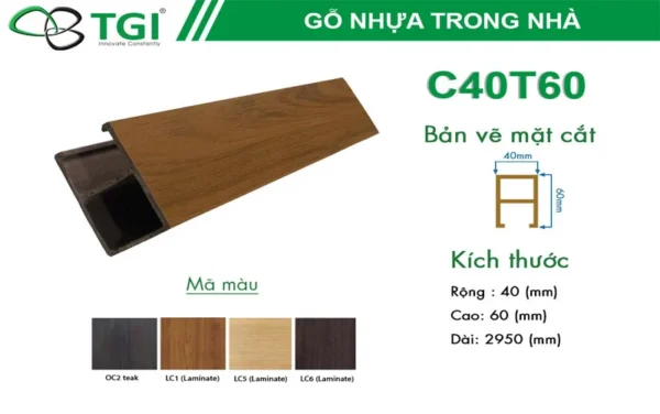 Thanh Lam Gỗ Nhựa C40T60 mặt sau