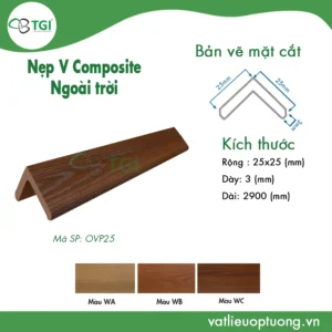 Nep go nhua chu v 25cm mặt trước