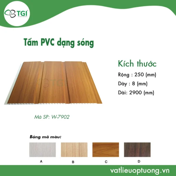 Tấm ốp pvc sóng w-7902 mặt trước
