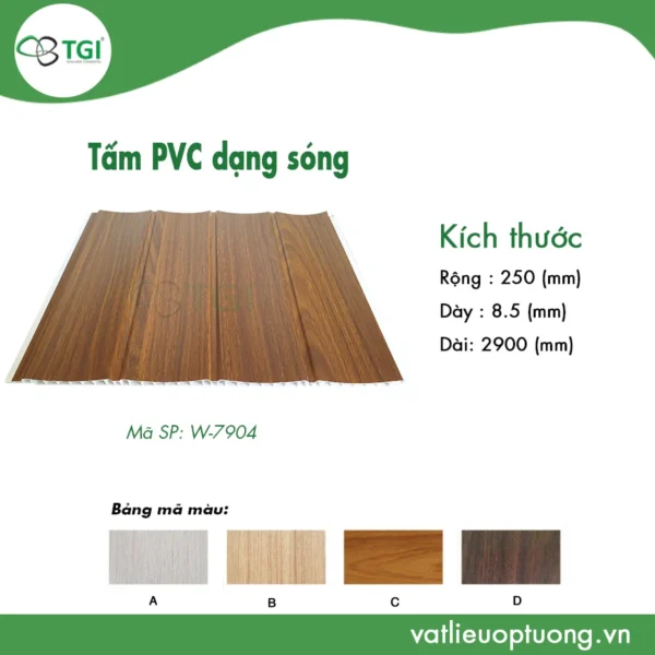Tấm ốp pvc dạng sóng mặt trước