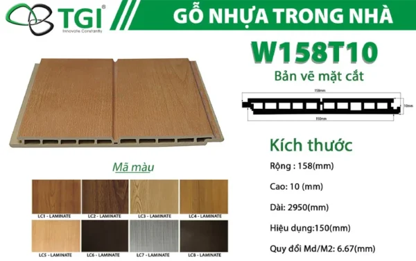 Gỗ Nhựa Composite Trong Nhà W158T10 mặt sau