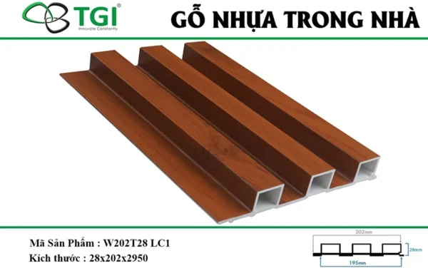Gỗ nhựa composite w202t28 mặt trước
