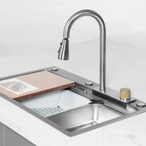 Chậu rửa 1 hố thác nước mặt trước