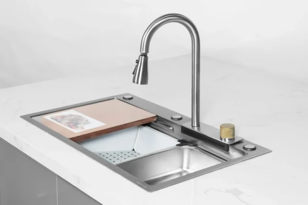 Chậu rửa 1 hố thác nước mặt trước