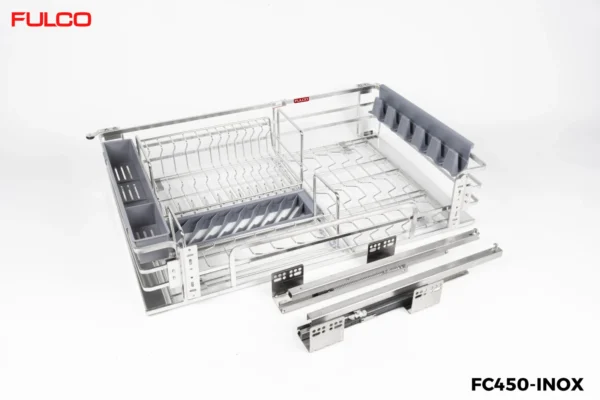 RAY ÂM GIẢM CHẤN INOX DÀNH CHO GIÁ XOONG NỒI, BÁT ĐĨA, TỦ DƯỚI Fulco FC 450 INOX mặt sau