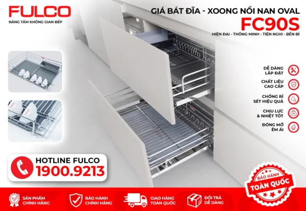 GIÁ BÁT ĐĨA – XOONG NỒI NAN OVAL Fulco FC90S-600-X mặt sau