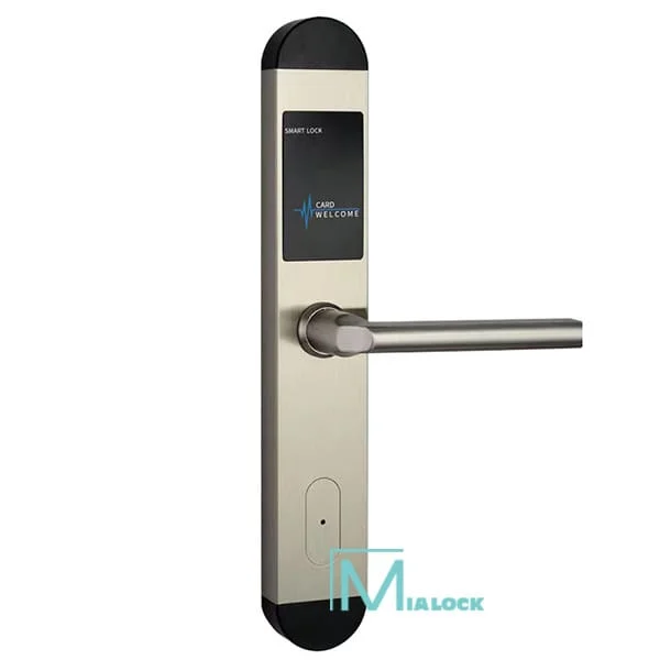 Khóa Cửa Khách Sạn Mialock MIA-HX322 Cao Cấp màu bạc, tay nắm ngang, màn hình đen