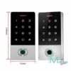 Máy Chấm Công Kiểm Soát Ra Vào MIA-ACK2/HF3, hai thiết bị màu đen bạc có bàn phím số, cảm biến vân tay