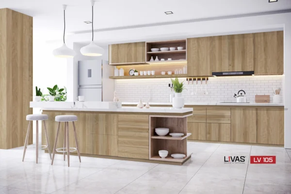 Tấm Acrylic No Line LV105 Yellow Wood Grain mặt sau
