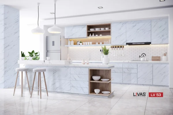 Tấm Acrylic No Line LV53 White Marble New cận cảnh