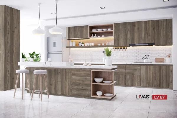 Tấm Acrylic No Line LV67 Sienna Teak mặt sau