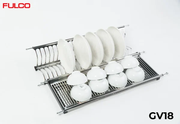 GIÁ BÁT ĐĨA TỦ TRÊN INOX Fulco GV18 mặt sau