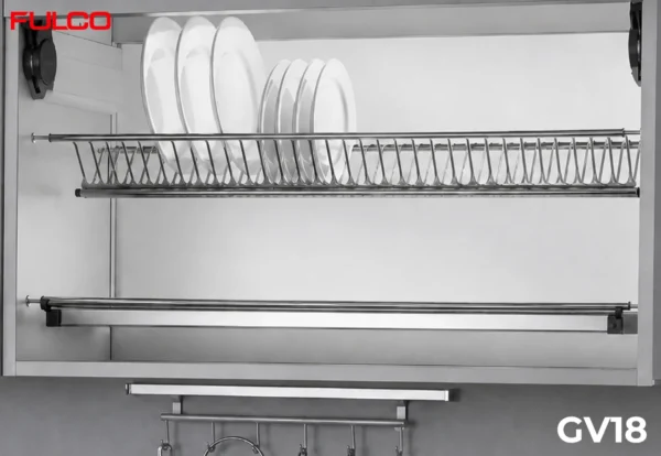 GIÁ BÁT ĐĨA TỦ TRÊN INOX Fulco GV18 phóng to