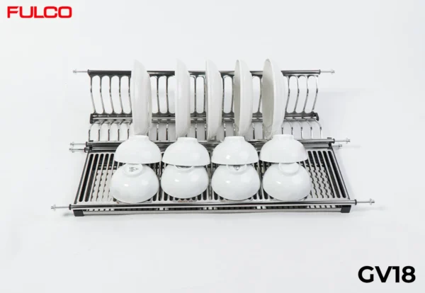 GIÁ BÁT ĐĨA TỦ TRÊN INOX Fulco GV18 thu gọn
