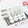 Giá bát đĩa tủ trên inox mặt trước