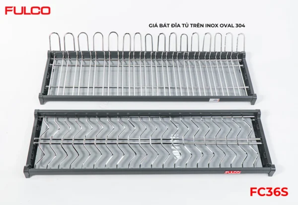 GIÁ BÁT ĐĨA TỦ TRÊN INOX OVAL 304 Fulco 7GAC36VIDJ phía dưới