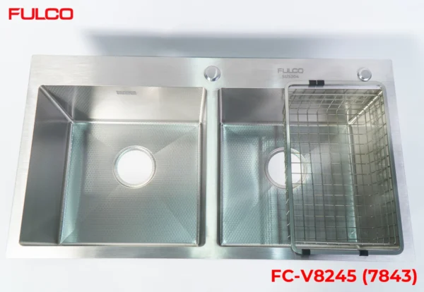 CHẬU RỬA 2 HỐ CÂN SUS304 CAO CẤP Fulco FC-V8245 thu gọn