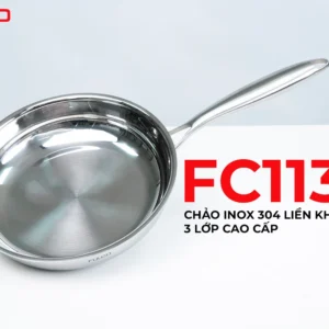 Chảo inox 304 liền khối mặt trước