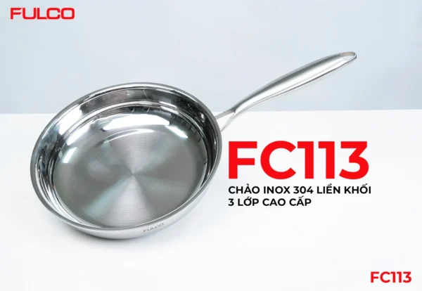 Chảo inox 304 liền khối mặt trước