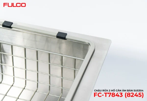 CHẬU RỬA 2 HỐ CÂN ÂM BÀN SUS304 Fulco FC-T7843 phía dưới