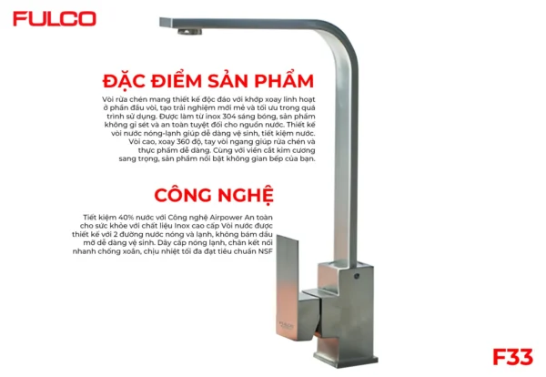 VÒI RỬA Fulco F33 mặt sau